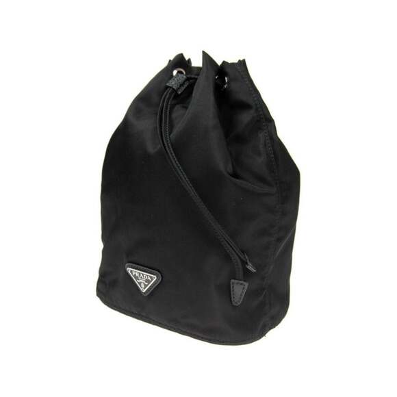 Prada Black Tessuto Nylon Triangle Logo Drawstring Bucket - Picture 3 of 10